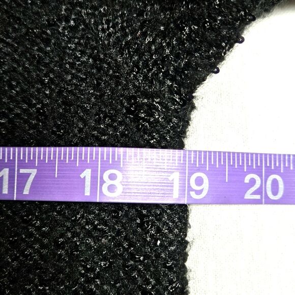 Anne Klein Knit Black Bouclé Sequin Sparkle Long Sleeve Scoop Neck Sweater Dress - Picture 8 of 10